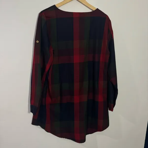 NWT Cupshe Plaid Dress Roll Tab Sleeves w/ Pockets Medium‎ Autumn Casual Holiday - Image 5