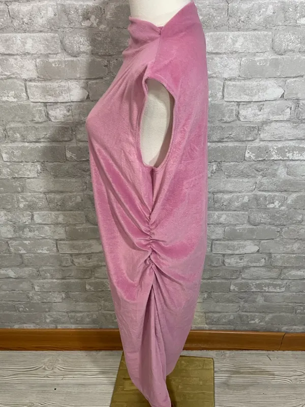 a new day Rose Pink Sleeveless Mock-Neck Soft Velvet Midi Dress - Image 2