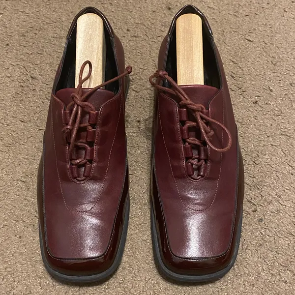 Vintage VTG‎ Peruzzi Florence Made In Italy Womens Leather Oxfords Maroon EU 38 - Image 2