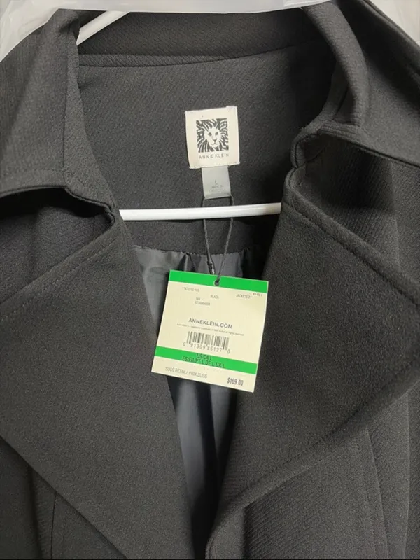 Anne Klein Black Long Trench Coat - Image 2