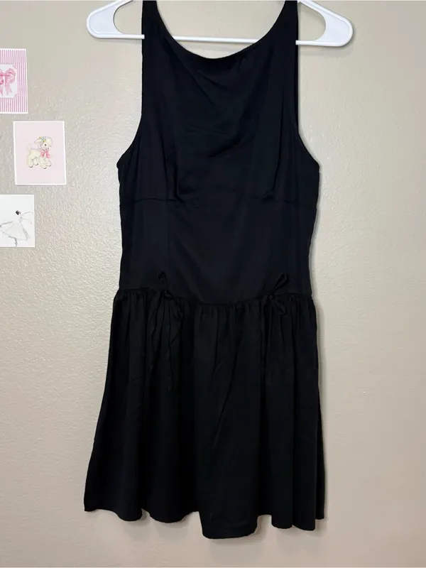 Aerie bow drop waist black dress medium summer preppy cute beach - Image 4