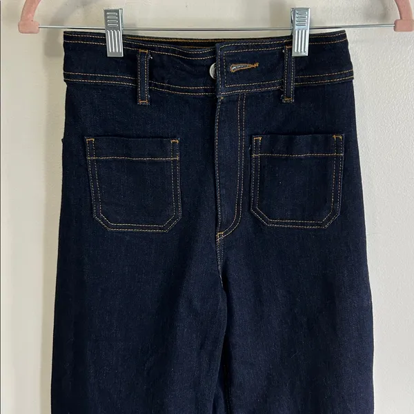 Zara Marine Straight Patch Pocket High Rise Jeans - Image 6