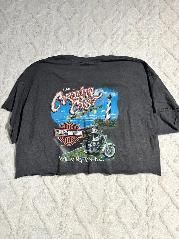 Harley Davidson grey graphic tee cropped xxlarge - Image 3