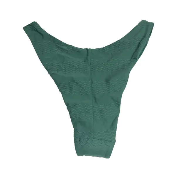 Aerie Bikini Bottom Cheeky High Cut High Rise Textured Wavy Green M - Image 2