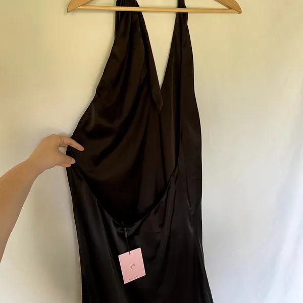 NWT Hello Molly slip dress halter neckline‎ women's size XL satin black mini - Image 4