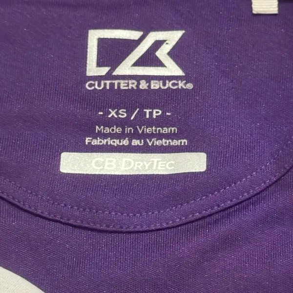 Cutter & Buck Clemson Tigers‎ Retro Purple Athletic DryTec Top Sz XS - Image 2