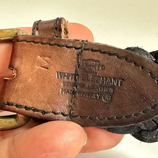 White Elephant Black And Brown Braided Leather Belt - Image 3
