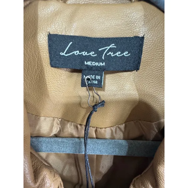 Love Tree Medium Tan Moto Jacket Women's Faux Leather‎ Biker - Image 2