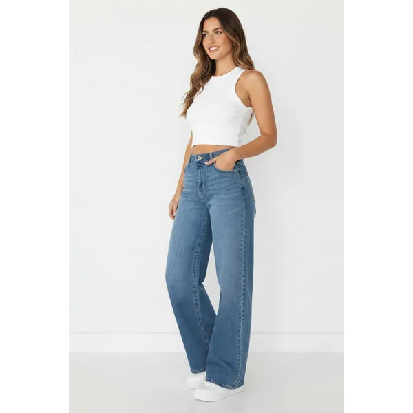 Celebrity Pink Juniors Mandy Baggy Jeans Size S Medium Wash High Rise Wide Leg - Image 8
