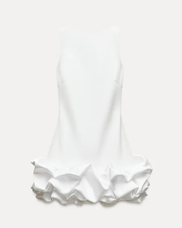 Zara dress mini white fitted bodycon with ruffled skirt party evening wedding - Image 20