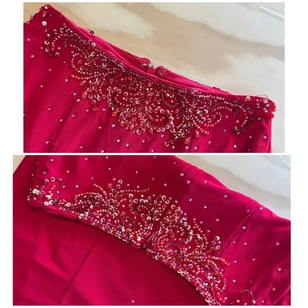 Alyce Paris Red Beaded 2-Piece Prom Dress Set Mermaid Gown Size 4 Formal Event - Image 10