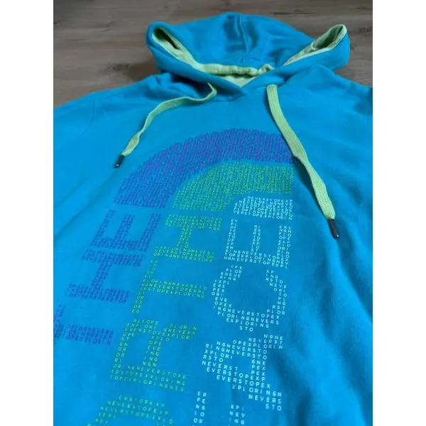 Womens The North Face pullover hoodie blue green logo outdoors hiking size L - Image 5