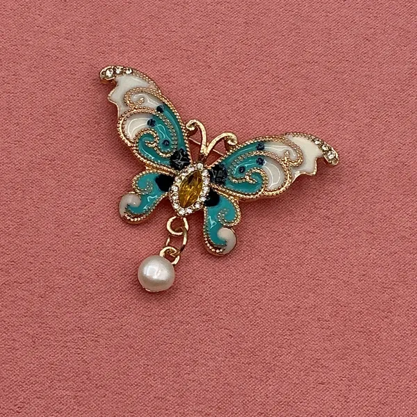 Cloisonné Butterfly Brooch Blue - Image 3