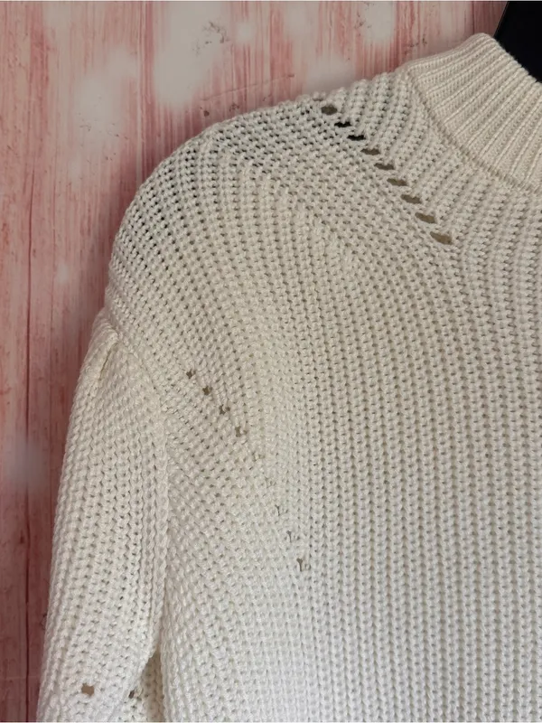 English Factory Ivory Puff Sleeve High Crewneck Sweater Size XS - Image 8