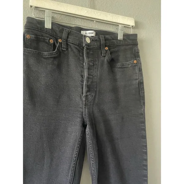 Re/Done Originals High Rise Ankle Crop in Faded Black - Image 7