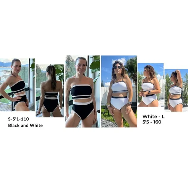 Yonique Bandeau Bikini Strapless Swimsuit Two Piece High Waisted MEDIUM - Image 8