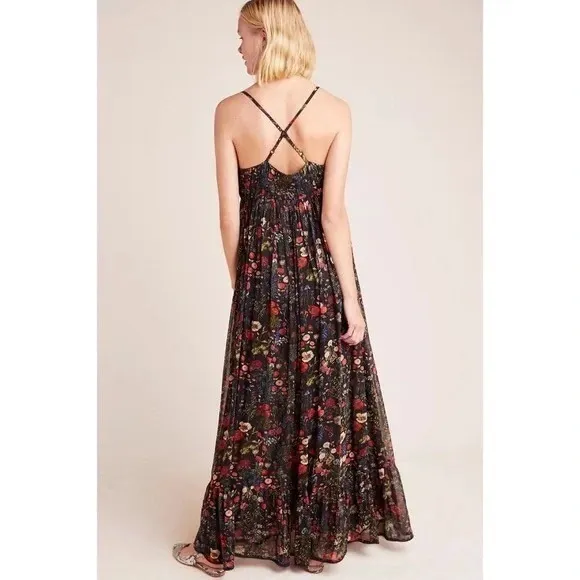 Anthropologie PAYAL JAIN Massima Pleated Floral‎ Maxi Dress Romantic Small - Image 9