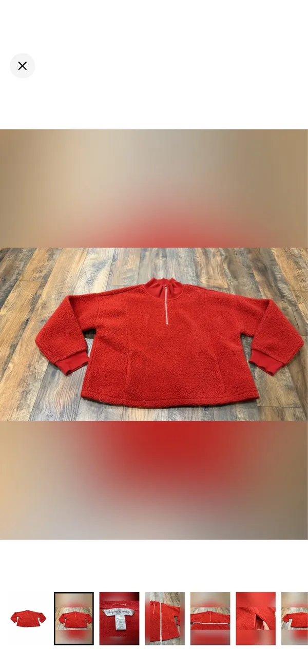 Banana Republic Women's Sherpa Pullover Fleece Jacket Size XL, Rust Red Orange - Image 2