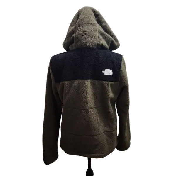 The North Face Jacket Womens‎ Size Medium Olive Green Fleece Hooded Outdoor Logo - Image 5