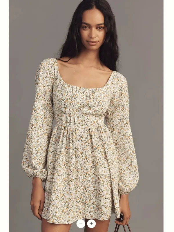 Anthropologie Long-Sleeve Corset A-Line Mini Dress - Image 2