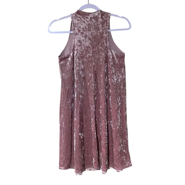 i.JOAH Mini Tent Dress Pink Velour Sleeveless SZ SM USA High Neck Boho Fairy - Image 6