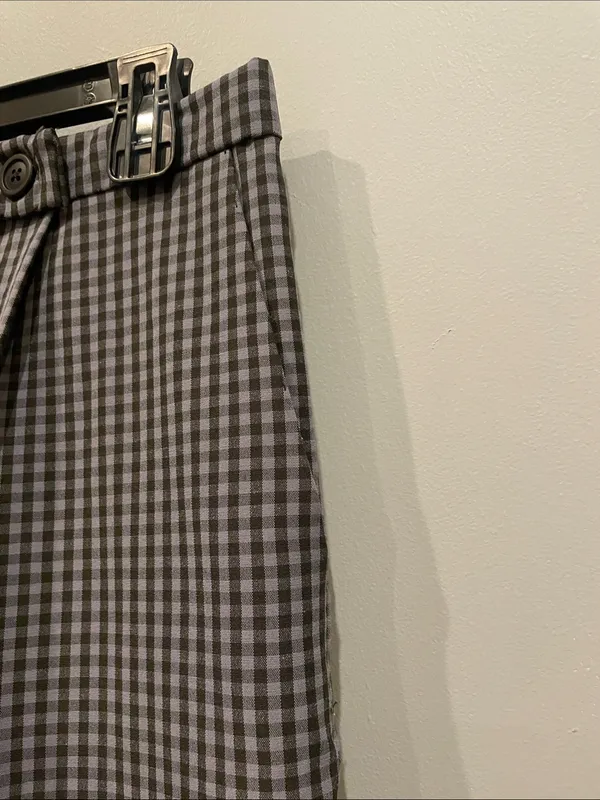 Women’s blue Check Dress Pants/ handmade with pockets - Image 3