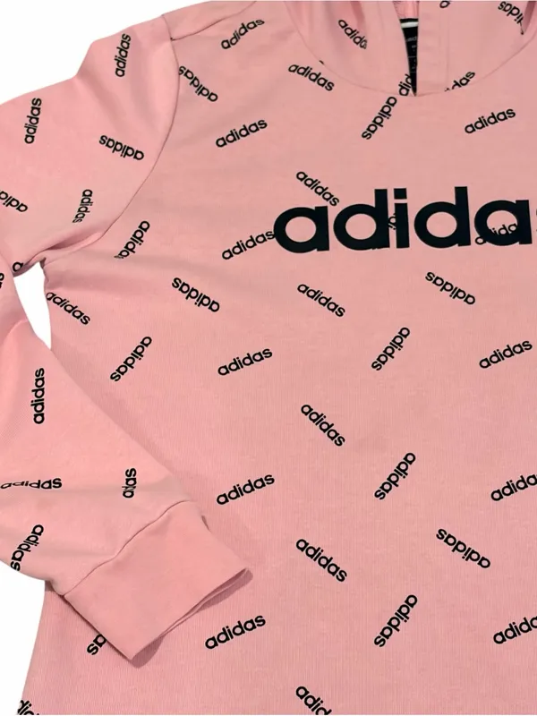 adidas Pink All-Over Logo Hoodie women’s size large - Image 4