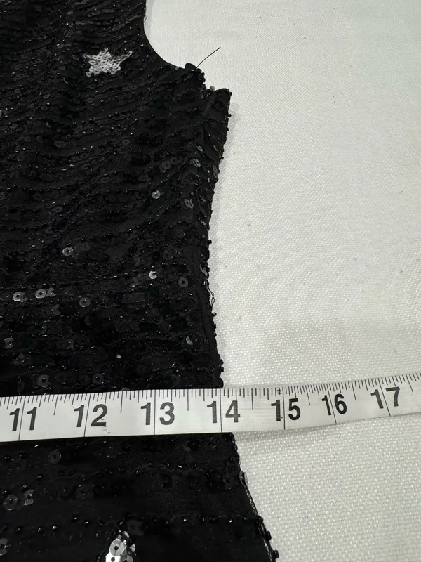 Black Celestial Sequin One Shoulder Mini Dress Size M - Image 6