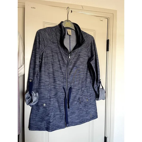 Balance Outdoor track Jacket full zip space dye navy blue activewear women's S - Image 3