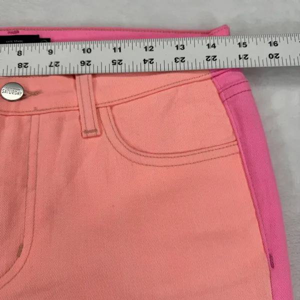 Kate Spade Saturday Pink Peach Colorblock Skinny Jeans Womens 26 Made in USA‎ - Image 5