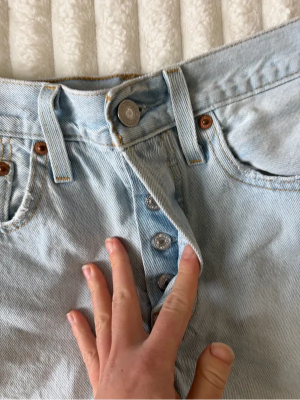 Levi's 501 Light Blue Distressed High-Rise Denim Shorts - Image 4
