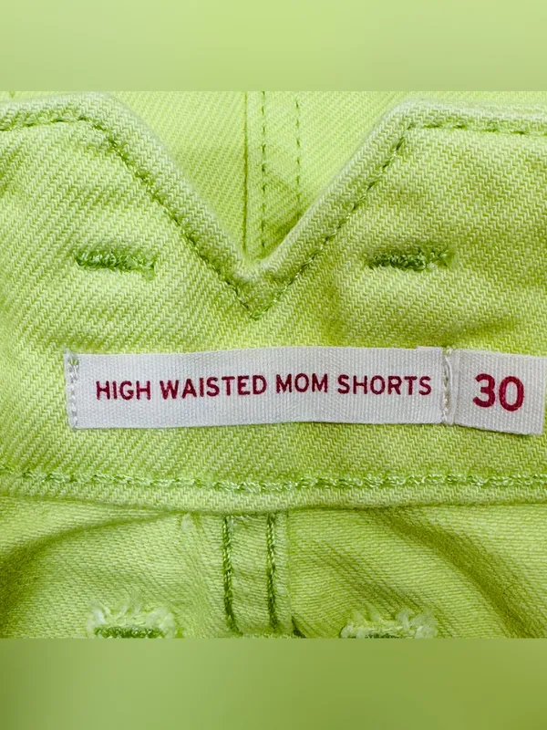 Levi's Notch High Waisted Denim‎ Mom Shorts Daiquiri Neon Green Size 30 Retro - Image 8