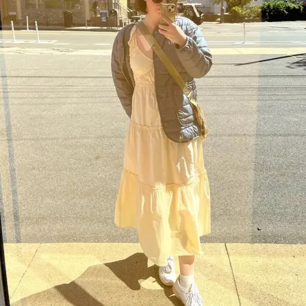 Derek Lam Yellow Tiered Ruffle Midi Dress Size 2 Cotton Cottage Designer $420 - Image 5