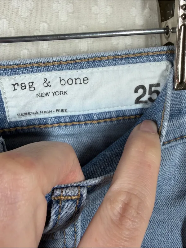 Rag & Bone Light Wash Serena High Rise Wide Leg Jeans - Image 3