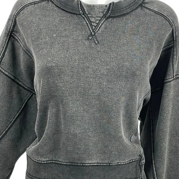 Free People FP Movement Intercept Washed Black Boxy Crop Sweatshirt Top Size M - Image 2