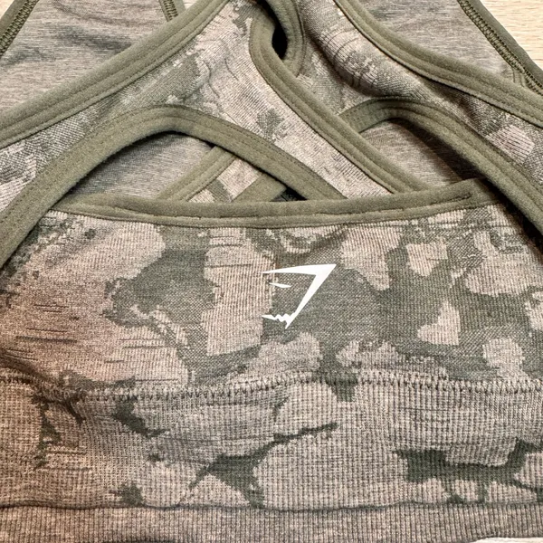 Gymshark Camo Sports Bra XS XSmall Crisscross Back‎ Athletic Workout Top Women - Image 4