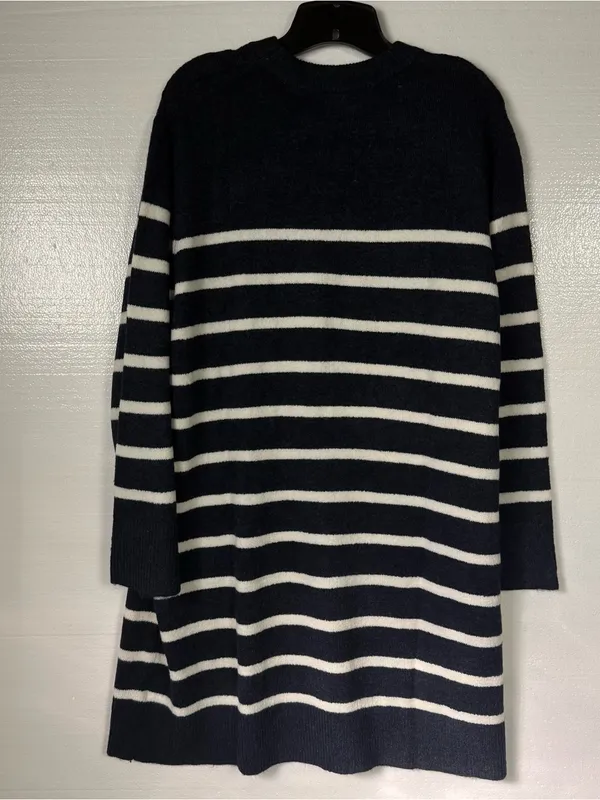 Lands’ End Sweater Dress Women L 12-14 Blue White Striped Long Sleeve Nautical - Image 6