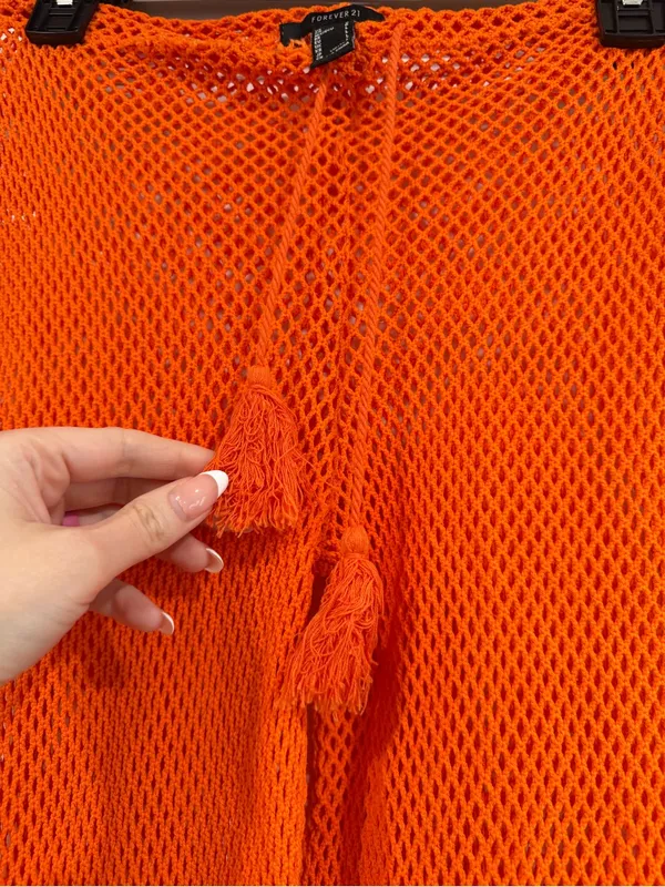 Forever 21 Vibrant Orange Crochet Mesh Pants - Image 3