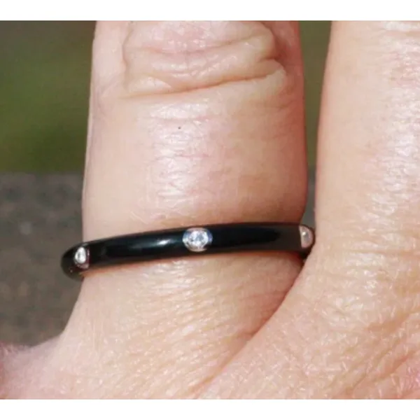 Boutique NEW Pave‎ Black & White Stackable Ring | 925 Sterling Silver Enamel - Image 12