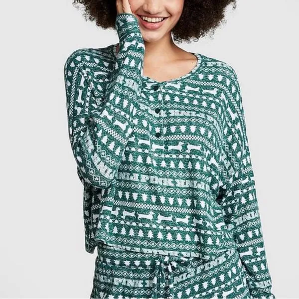 PINK Victoria's‎ Secret NWT Viscose Cozy Long- Sleeve Sleep Shirt Size XXL - Image 2