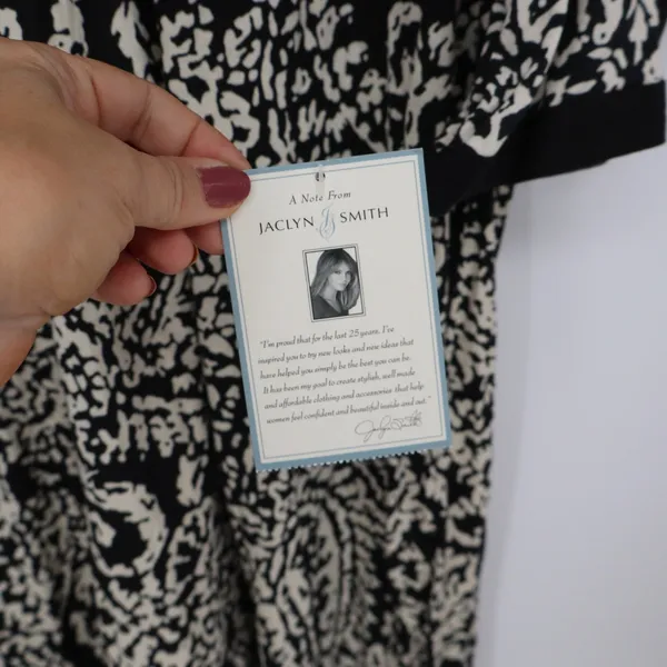 Jaclyn Smith Caftan Womens XL Black White Paisley V-Neck 3/4 Sleeve NEW - Image 3