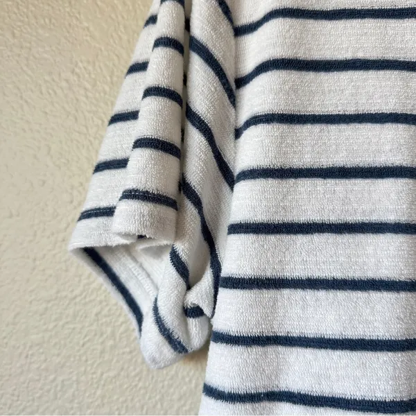 Faherty Blue White Striped Terry Knit Short Sleeve Top Womens M Polo Casual - Image 2