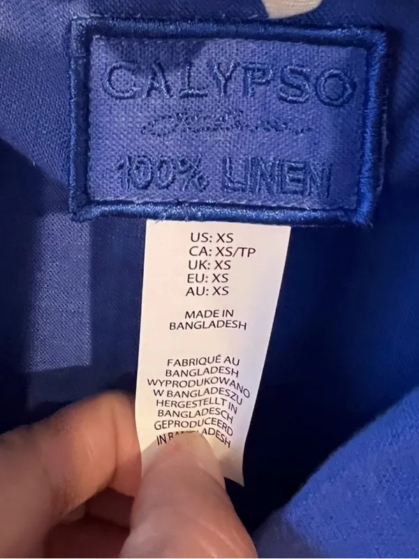 Calypso St. Barth Blue 100% Linen Tie Front Blouse XS NWT Lightweight Summer Top - Image 5