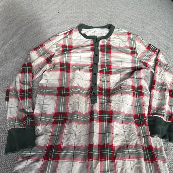 Hearth & Hand Magnolia Holiday Plaid One Piece Union Suit Snap Button Size Large - Image 3