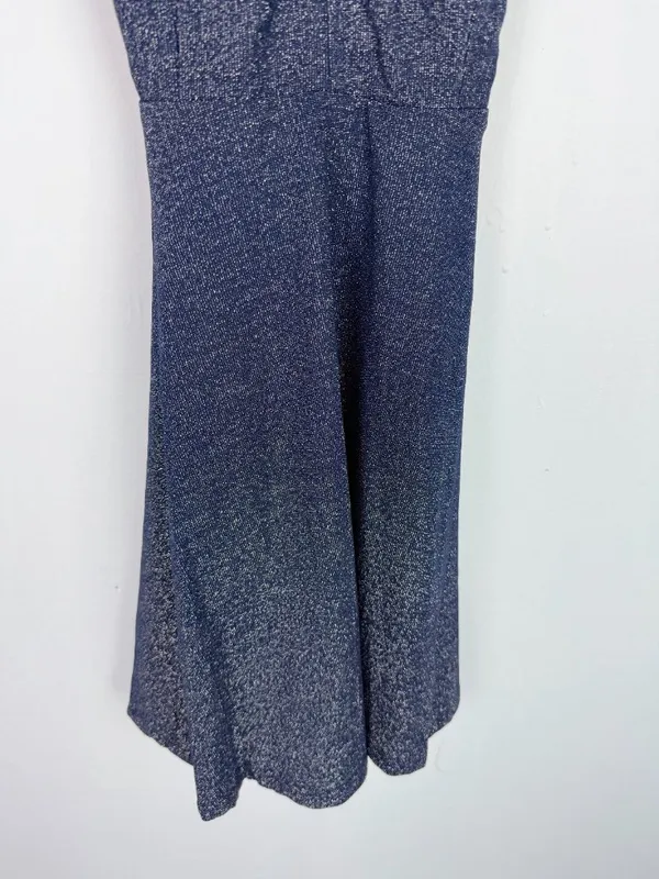 NWT Lulus You Glow Girl Silver and Navy Blue Backless Skater Dress Size XS NEW - Image 4
