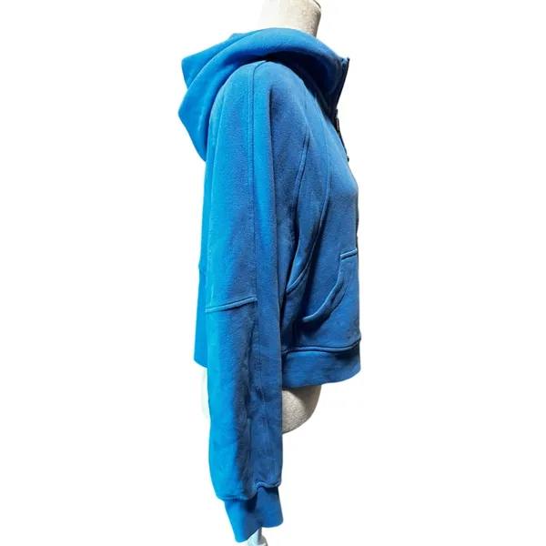 Lululemon Oversized Scuba Zip Hoodie Blue Nile Cropped Cotton Terry Size XS/S - Image 3