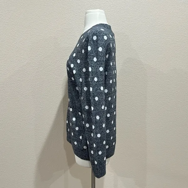 Charter Club Grey Marled Polka-Dot Sweater Size Large - Image 3
