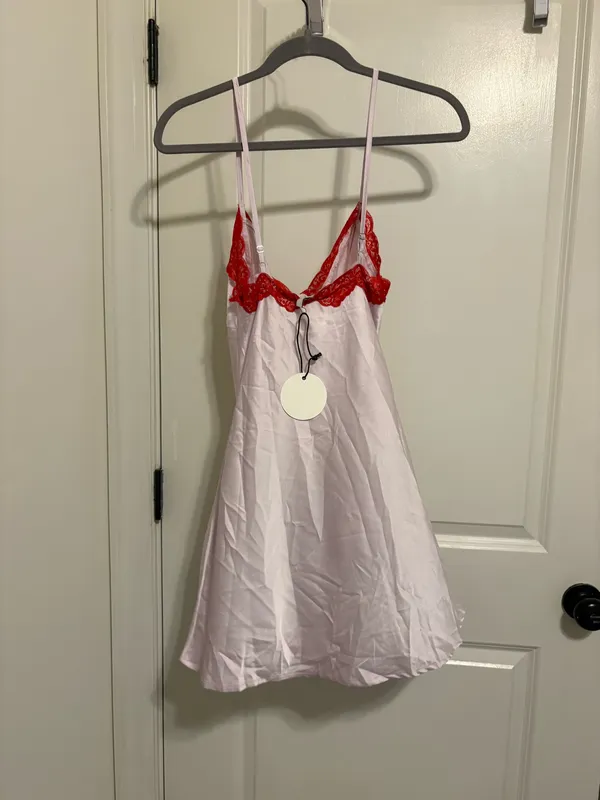 Satin and lace dress White - Image 2