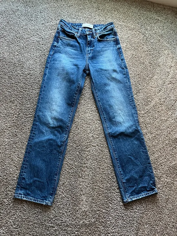 Aritzia Denim Forum Uma High-rise Straight Jeans Size 25 Vintage Dark Blue Zip - Image 4