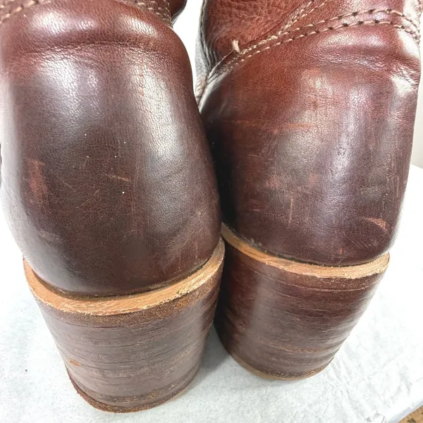 Vintage Frye Campus 14L Tall Boots Pebbled Leather Cognac Brown‎ Women's 9.5M - Image 10